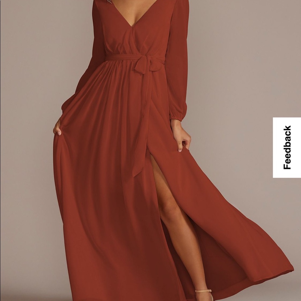 David’s Bridal long sleeved Bridesmaid Dress Cinnamon